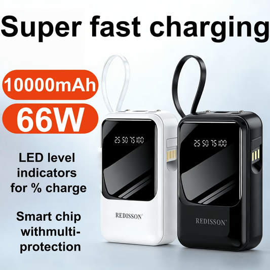 10000mAh 66W Fast Charge Power Bank with LCD (USB-C)