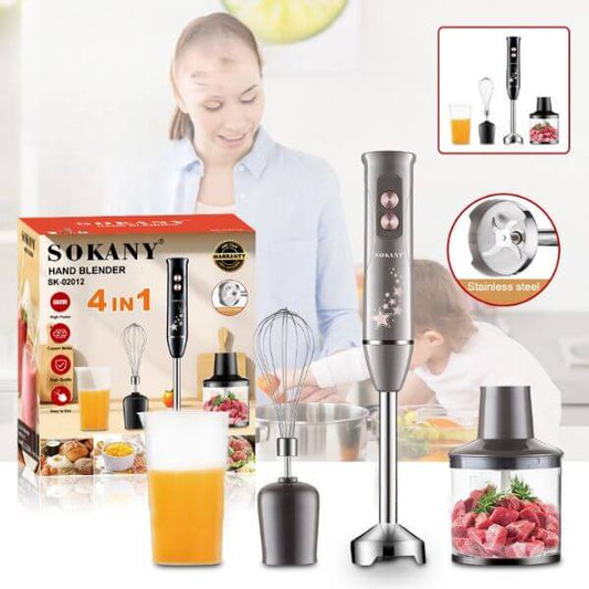 4-in-1 Electric Hand Blender - 600W, 5 Speeds, Food Processor Set
